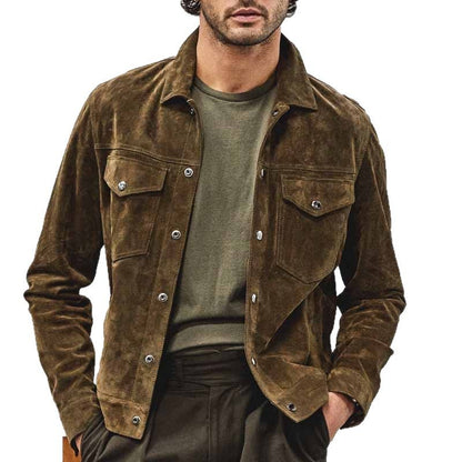 Men's suede jacket in a casual style with practical pockets Skorter