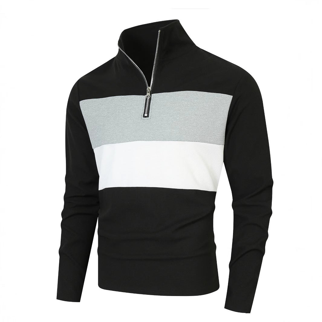 Men's sporty pullover with stand-up collar and deep zipper Skorter