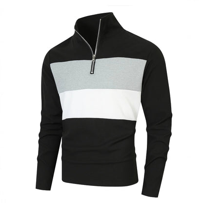 Men's sporty pullover with stand-up collar and deep zipper Skorter