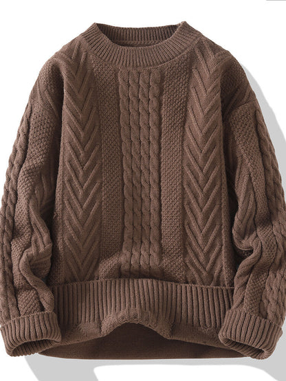 Men's chunky knit sweater with cable pattern and casual cut Skorter