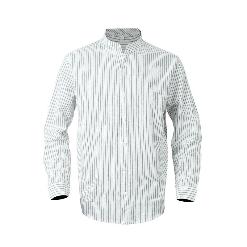 Men's Long Sleeve Shirt with Textured Design and Elegant Button Placket Skorter