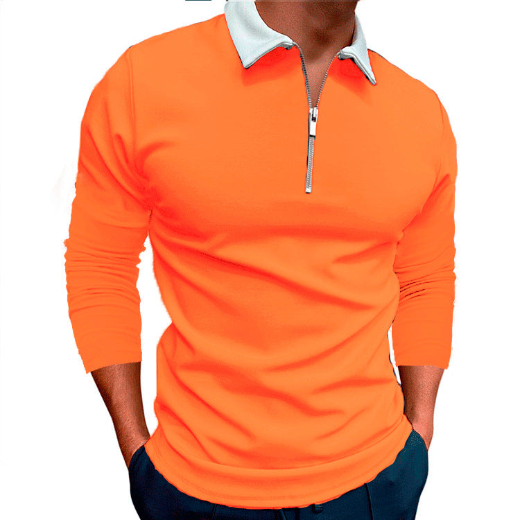 Men's sporty sweater with 1/4 zipper and contrasting collar Skorter