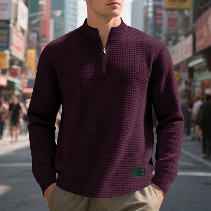 Men's sweater with textured design and high-collar Skorter