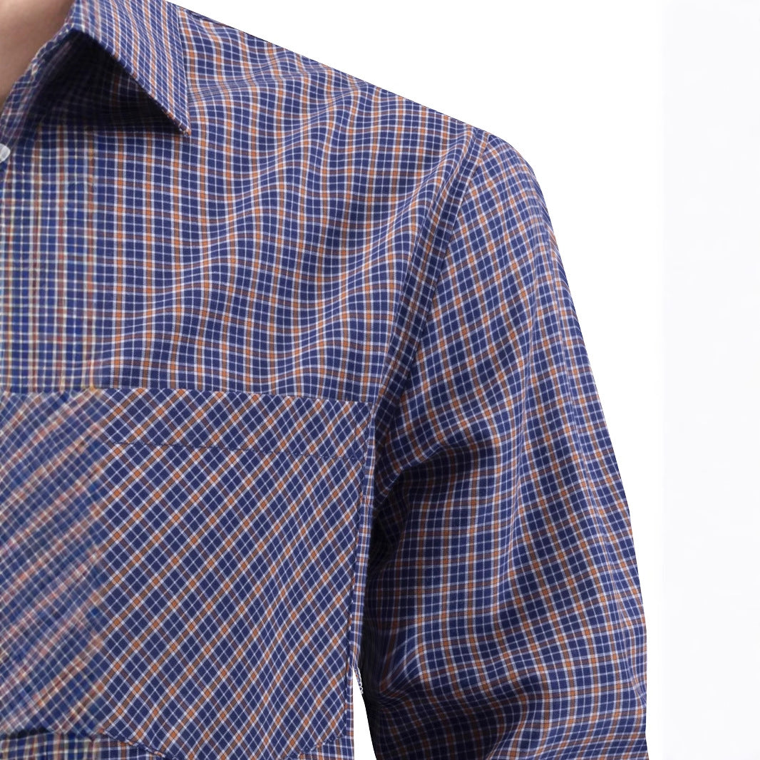 Men's stylish long-sleeved shirt with checked pattern Skorter