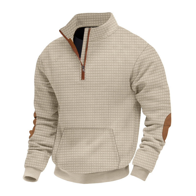 Men's stylish fleece pullover with stand-up collar and practical zipper Skorter