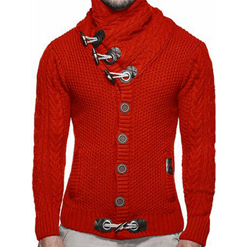 Herrkardigan med asymmetrisk krage och unik knappdesign Skorter