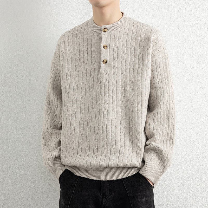 Men's sweater with button details and textured surface Skorter