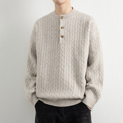 Men's sweater with button details and textured surface Skorter