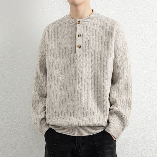 Men's sweater with button details and textured surface Skorter