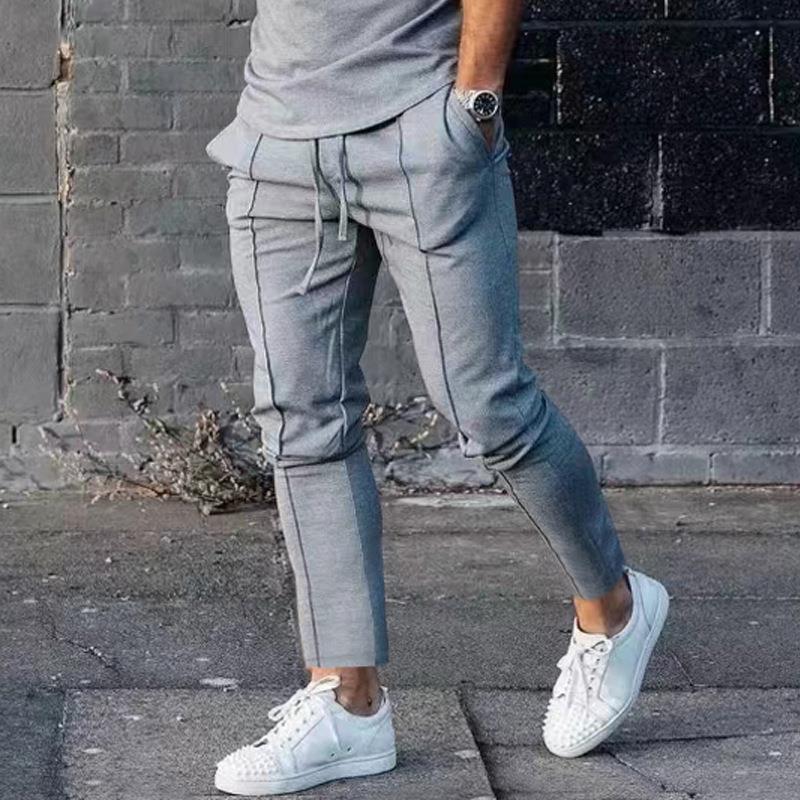 Men's Sporty Casual Pants with Side Pockets and Elastic Waistband Skorter