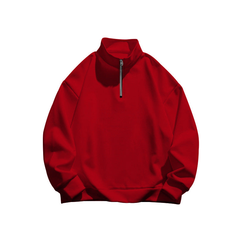 Men's stylish fleece pullover with high stand-up collar and zipper Skorter