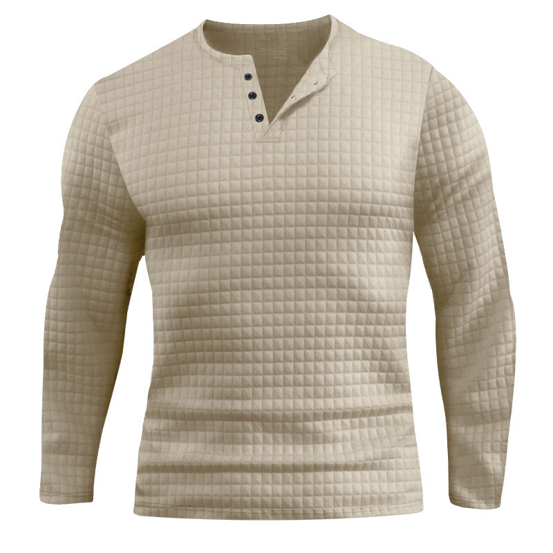 Men's Long Sleeve Shirt with Textured Design and Fashionable Button Closure Skorter