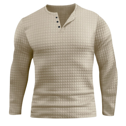 Men's Long Sleeve Shirt with Textured Design and Fashionable Button Closure Skorter
