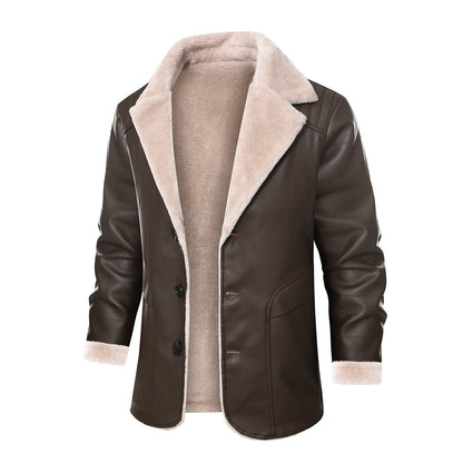 Men's stylish leather jacket with warm lining and elegant collar Skorter