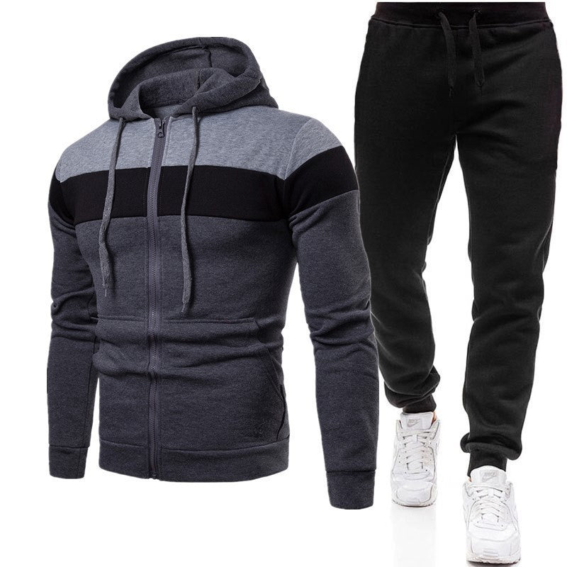 Men's sporty hoodie and jogging suit with contrast stripes Skorter