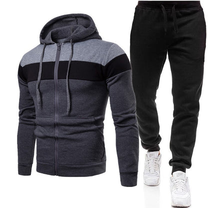 Men's sporty hoodie and jogging suit with contrast stripes Skorter