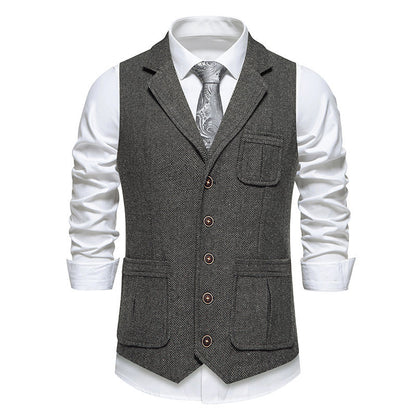 Men's suit vest in classic herringbone design with practical pockets Skorter