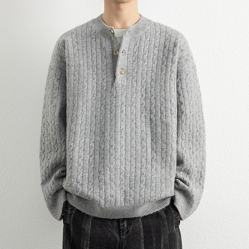 Men's sweater with button details and textured surface Skorter