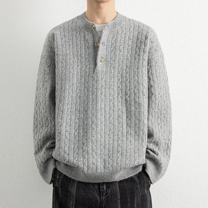 Men's sweater with button details and textured surface Skorter