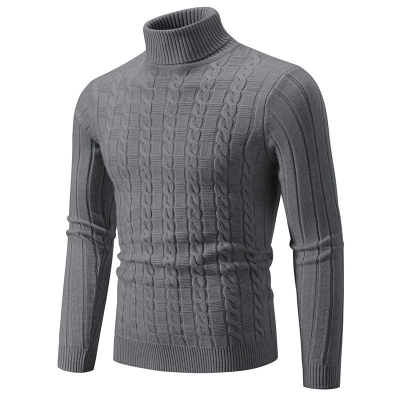 Men's stylish turtleneck sweater with textured cable design Skorter