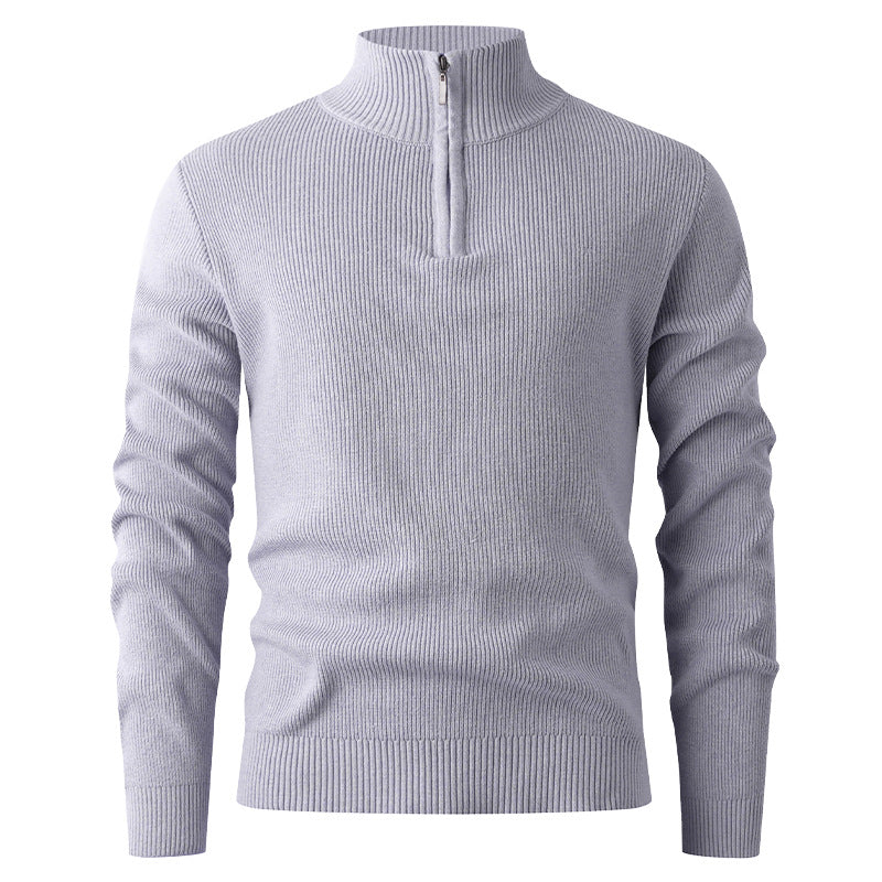Men's sweater with stand-up collar and additional zipper Skorter