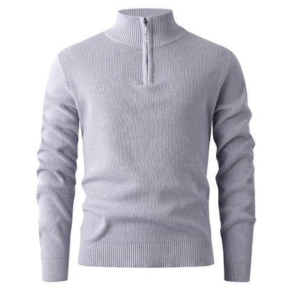 Men's sweater with stand-up collar and additional zipper Skorter
