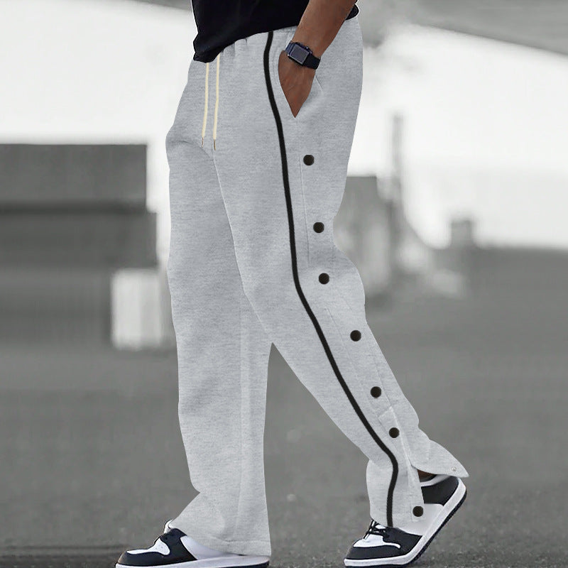 Men's Sporty Loose Jogging Pants with Snap Buttons Skorter