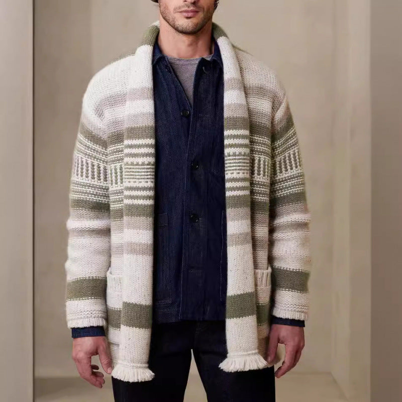 Men's cardigan with modern pattern and practical pockets Skorter