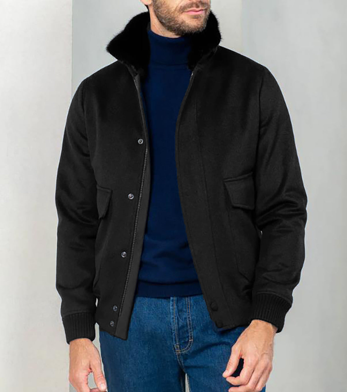 Men's stylish transitional jacket with soft collar and practical side pockets Skorter