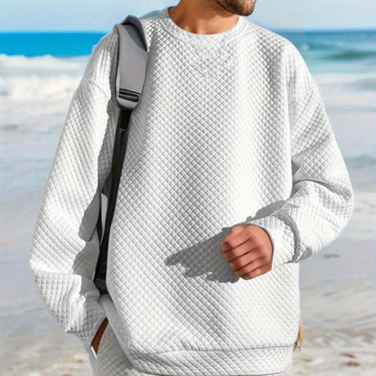 Men's Oversized Sweatshirt with Textured Design and Practical Side Pockets Skorter
