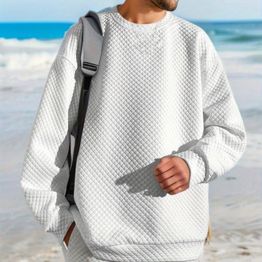 Men's Oversized Sweatshirt with Textured Design and Practical Side Pockets Skorter