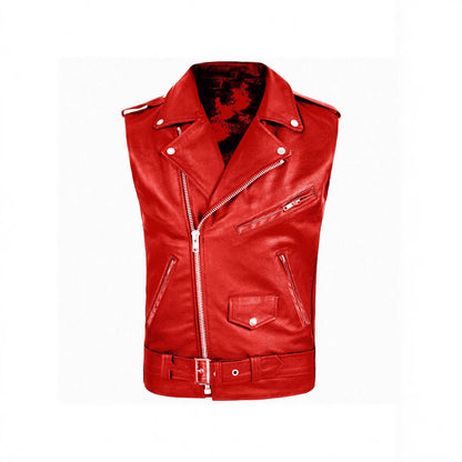 Men's stylish sleeveless biker jacket made of high-quality leather Skorter