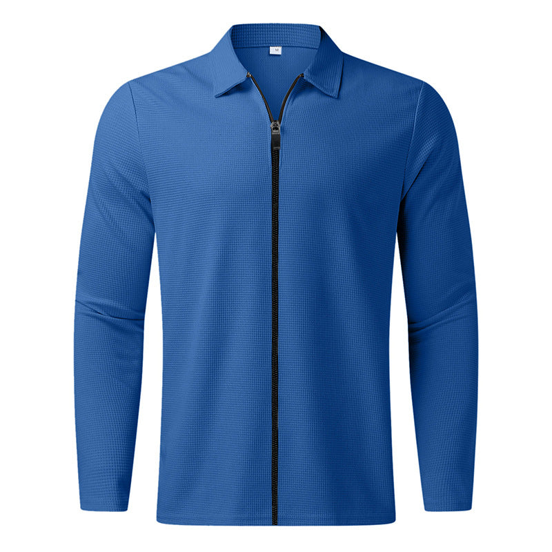 Men's sporty long sleeve T-shirt with zipper and breathable textured design Skorter