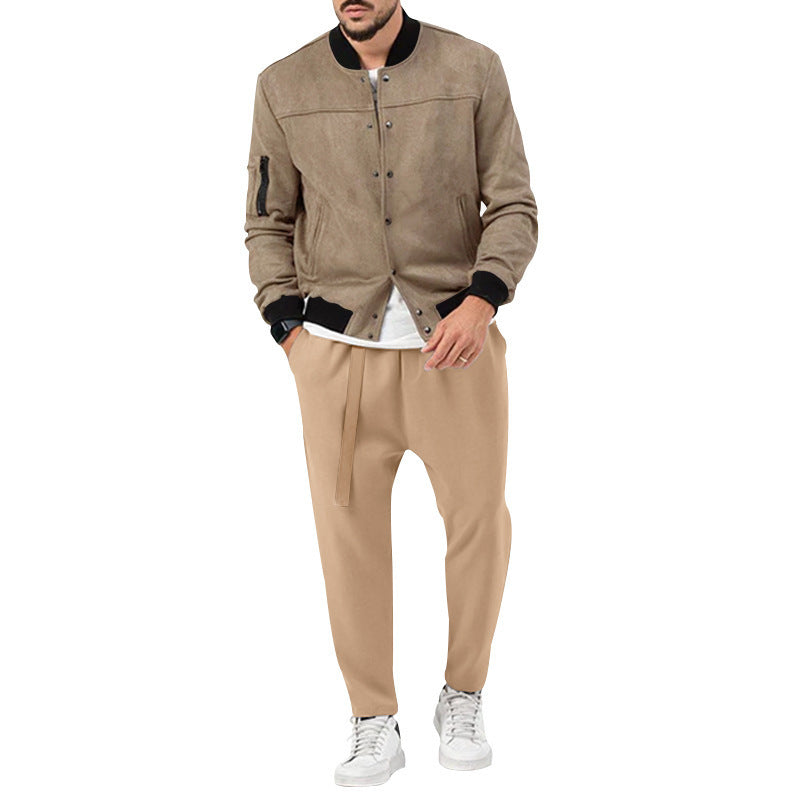 Men's fashion bomber jacket made of soft suede with practical pockets Skorter