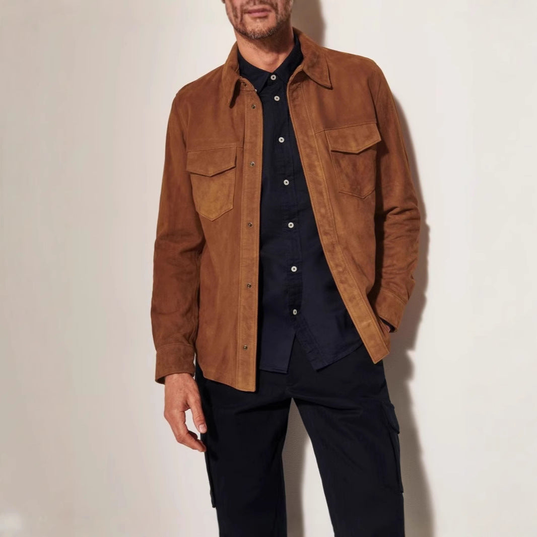 Men's Suede Jacket with two attached pockets and modern cut Skorter