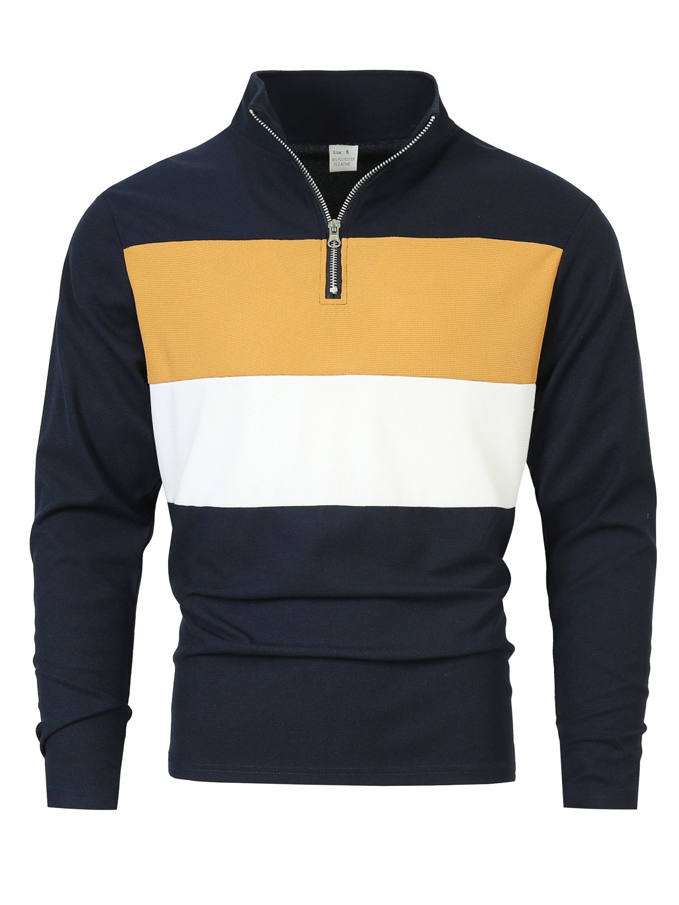 Men's stylish sweater with zipper and color block design Skorter