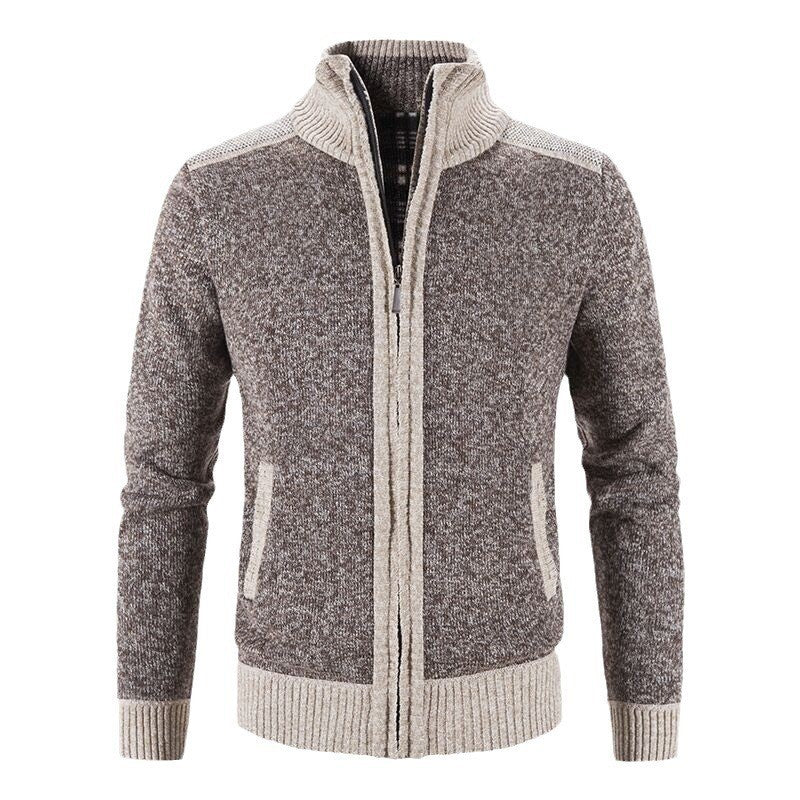 Herrkardigan med trendig dragkedja och hög krage Skorter