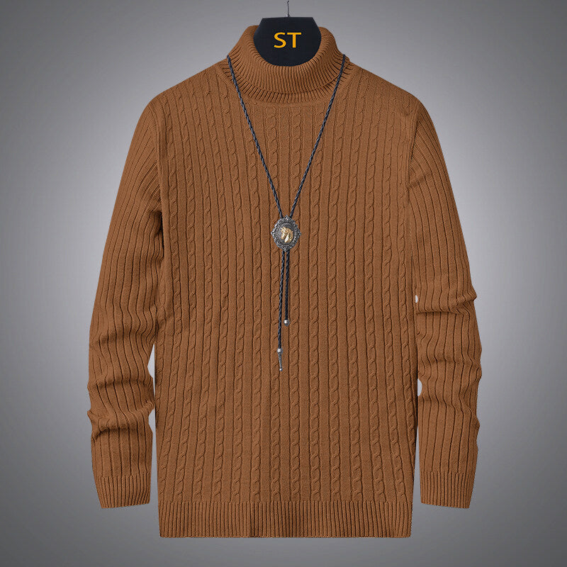 Men's turtleneck sweater with textured cable pattern Skorter