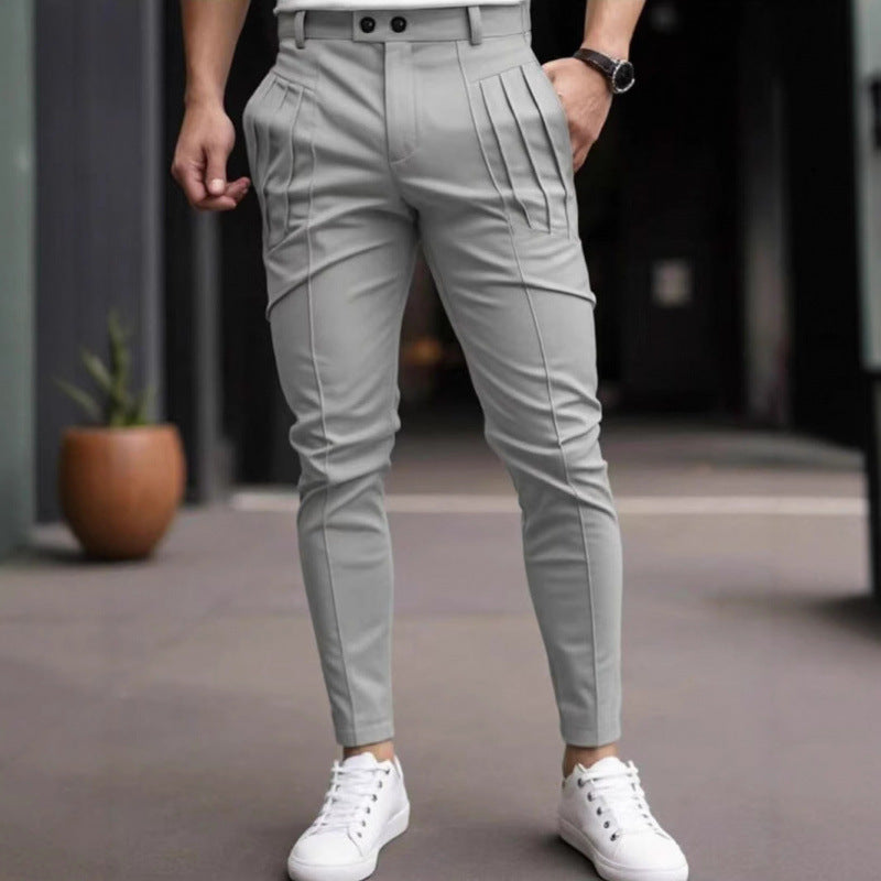 Men's stylish Slim-Fit suit trousers with pleated design Skorter