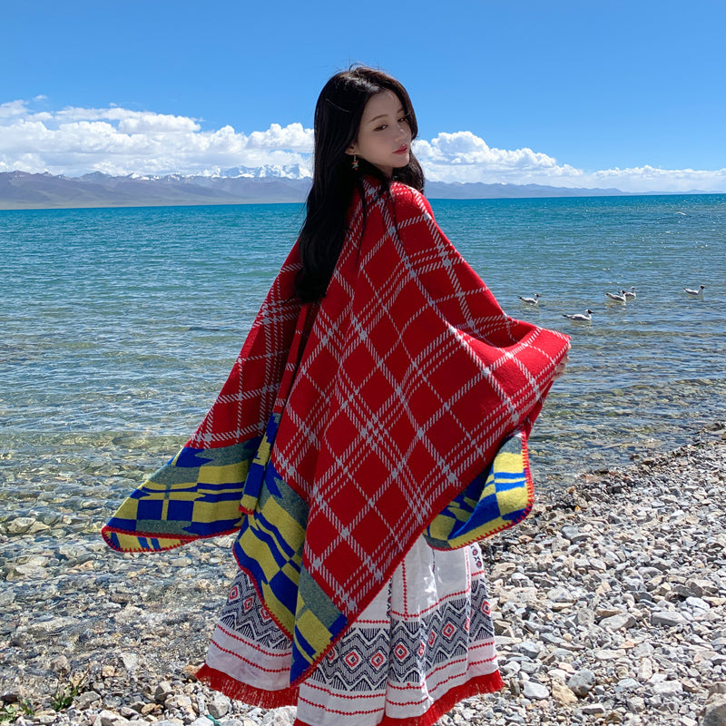 Skorter | Ethical Tibetan shawl cape Warm scarf