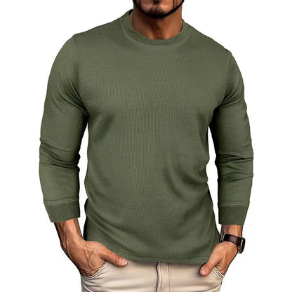 Men's Fashion Long Sleeve Shirt with Textured Ribbed Look Skorter