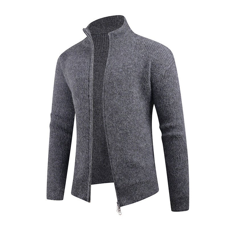 Men's sweater with high collar and decorative zipper Skorter