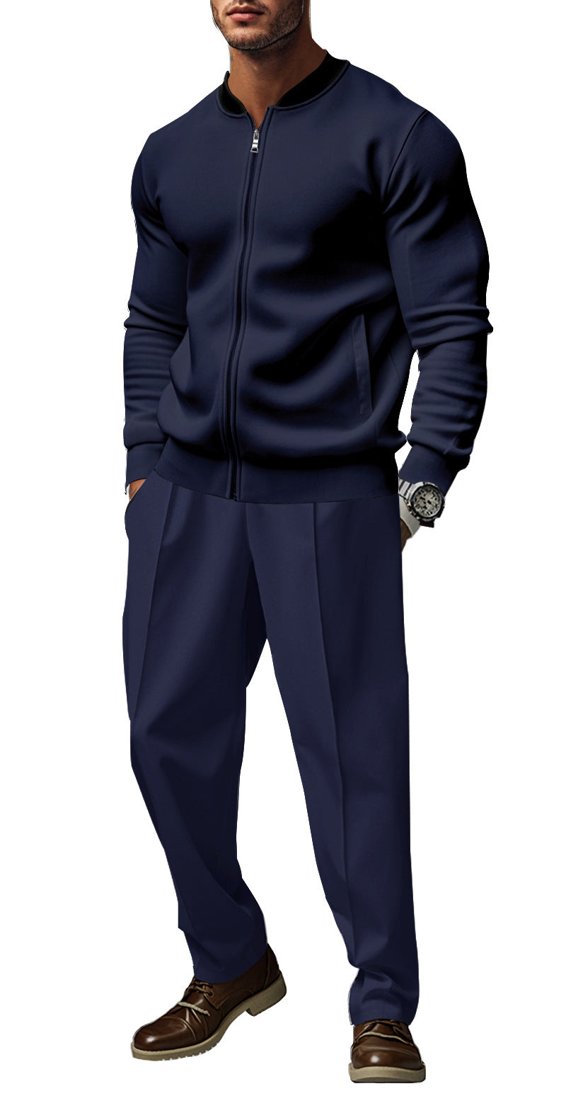 Men's sporty tracksuit with practical pockets and short zipper Skorter