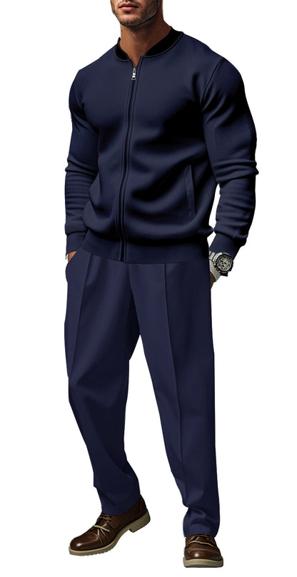 Men's sporty tracksuit with practical pockets and short zipper Skorter