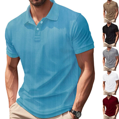 Men's stylish short-sleeve polo shirt with textured surface Skorter