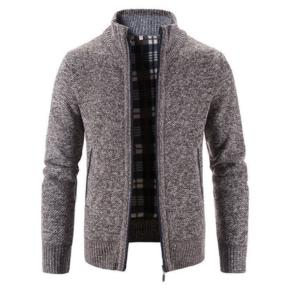 Men's Cardigan with High Collar and Luxurious Lining Skorter