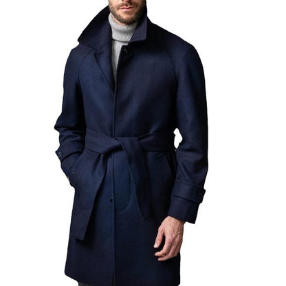 Men's elegant trench coat with waist belt and modern accents Skorter