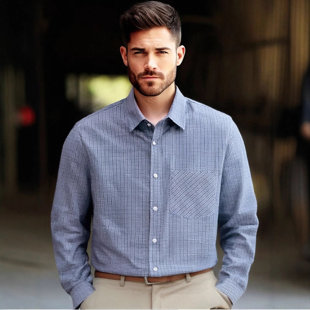 Men's stylish checked long-sleeve shirt Skorter