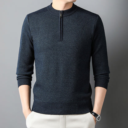 Men's sweater with half zipper and textured design Skorter
