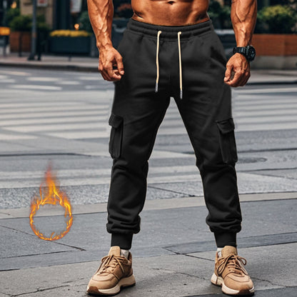 Men's Sporty Cargo Jogging Pants with Elastic Waistband and Practical Pockets Skorter